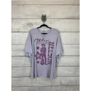 Torrid Plus Size Willie Nelson Purple Graphic Country Oversized Tee Size 3X